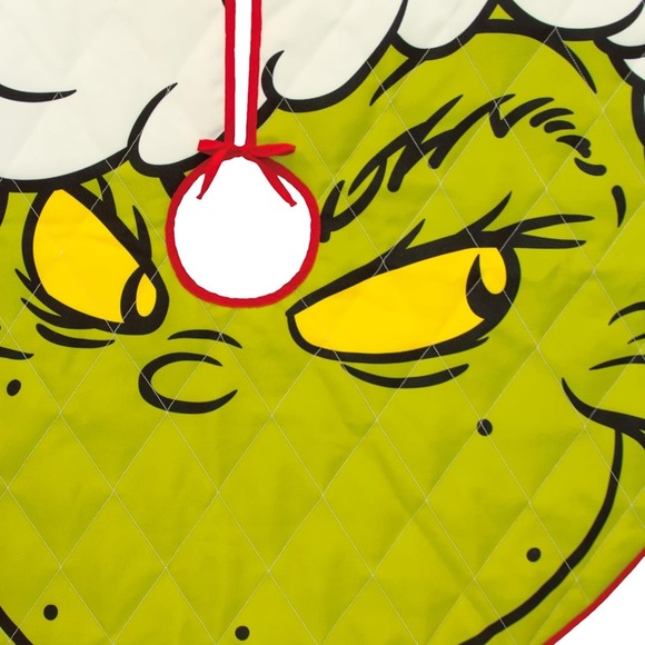 Hallmark Grinch Christmas Tree Skirt 40" Green Dr. Seuss Quilted NEW - Picture 4 of 6